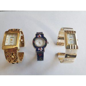 Three Bangle Watches with Tiger's Eye and Mother of Pearl, Gruen, New Batteries